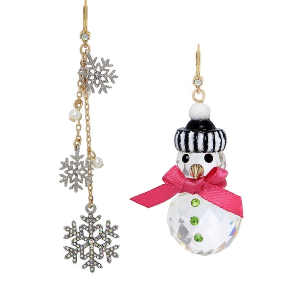 Betsey Johnson  Snowman Mismatch Earrings - Picture 1 of 5
